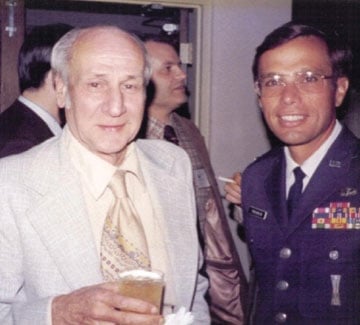 Dr. Richard Kershner, who led the development of Transit. On his left, young Col. Bradford Parkinson, who led the development of GPS. (Credit: Bradford W. Parkinson and Stephen T. Powers)