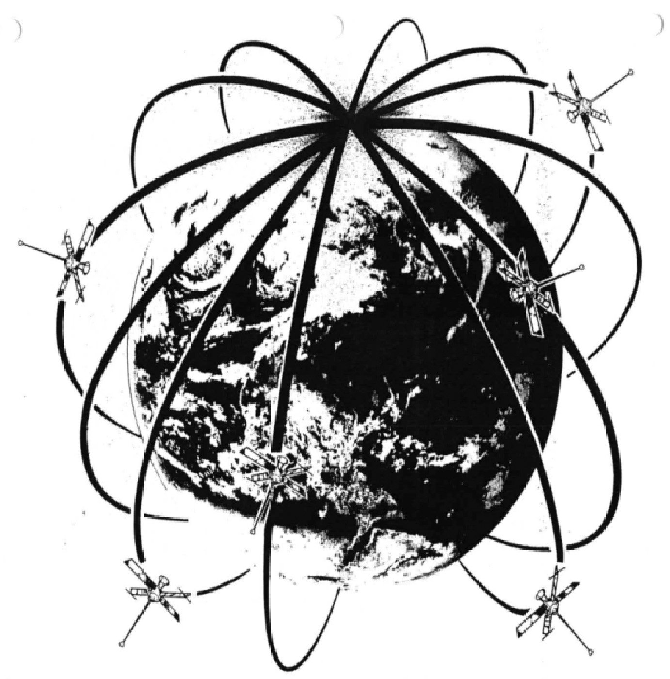Figure 2. The Transit birdcage of operational orbits. (Credit: Bradford W. Parkinson and Stephen T. Powers)
